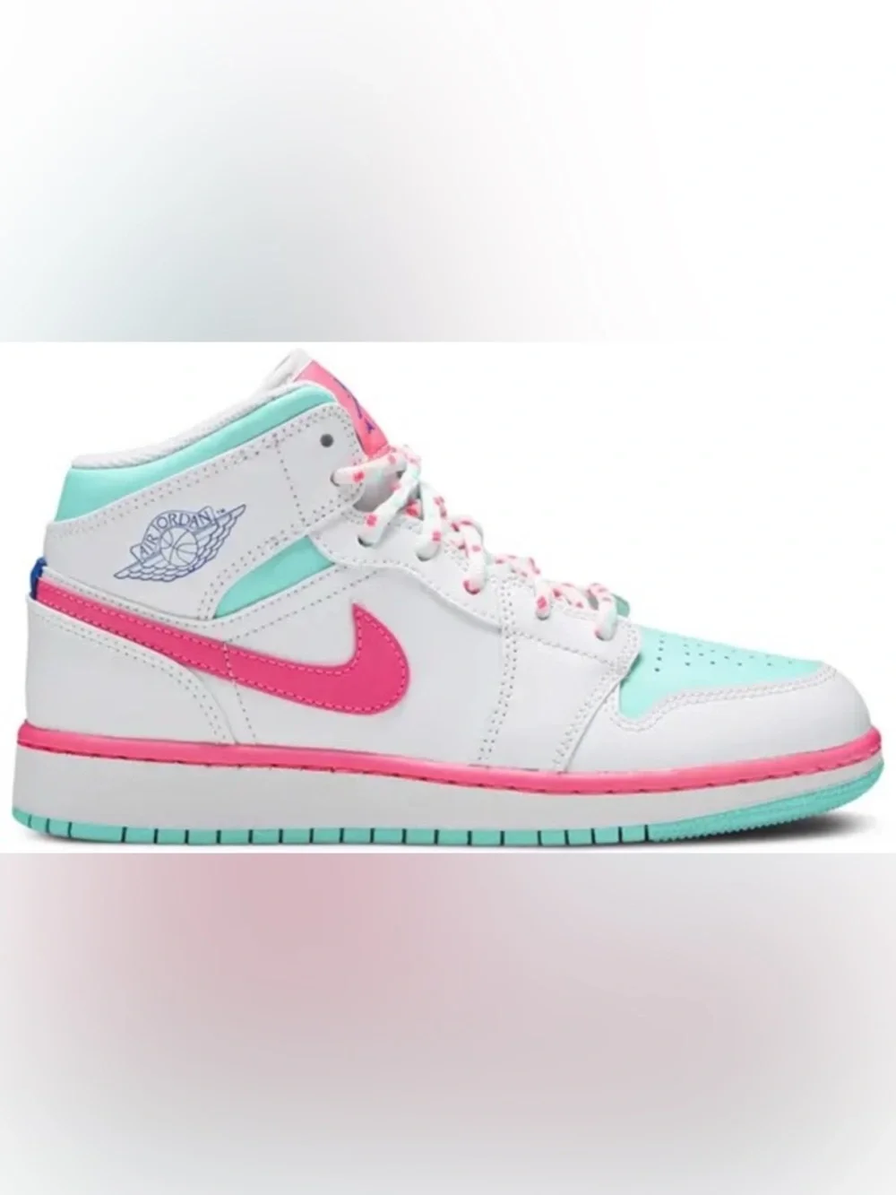 Nike Youth 6.5 Air Jordan 1 Mid GS 'Digital Pink’ 2020 Lifestyle White Green